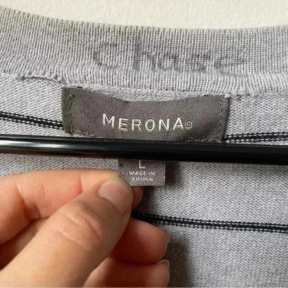 Merona Boys’ Large Striped Cardigan Sweater - Fits Women’s M/L - Picture 4 of 10